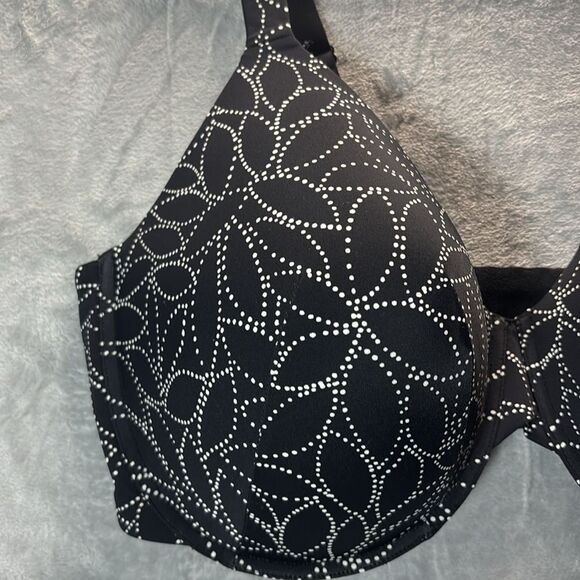 NWT New Ambrielle Everyday Full Coverage White Black Floral Dots Size 44G - Picture 4 of 8